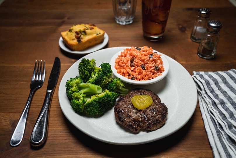beef chopped steak with rice