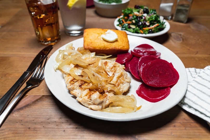 grilled chicken and onions