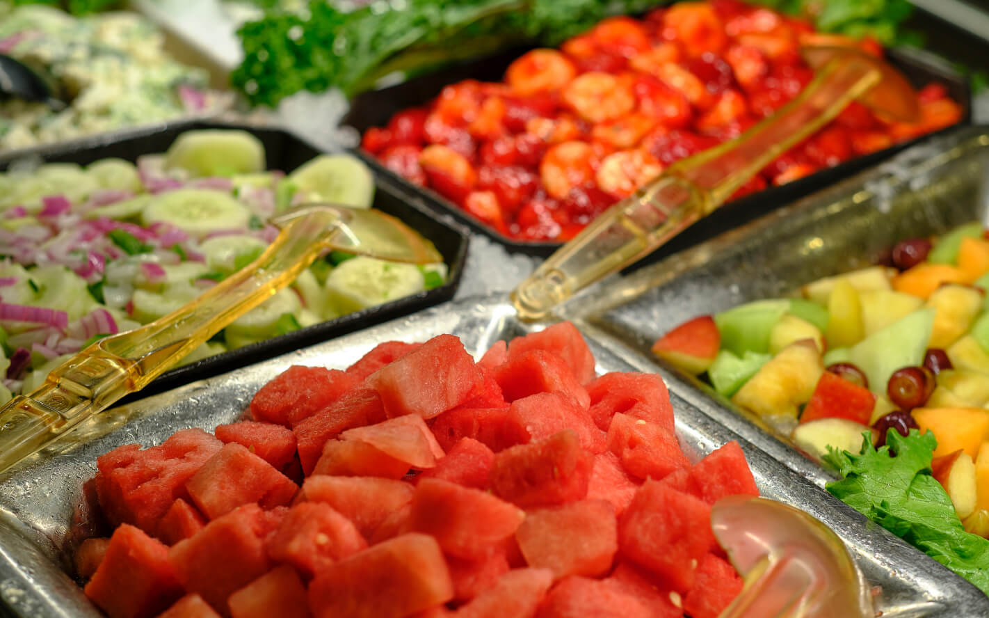 Fruit salad and watermelon over ice