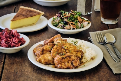 teriyaki chicken with white rice and a salad