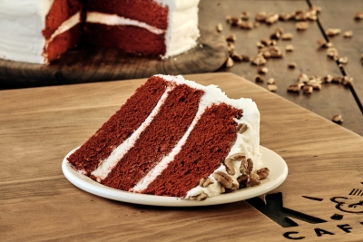 slice of red velvet cake