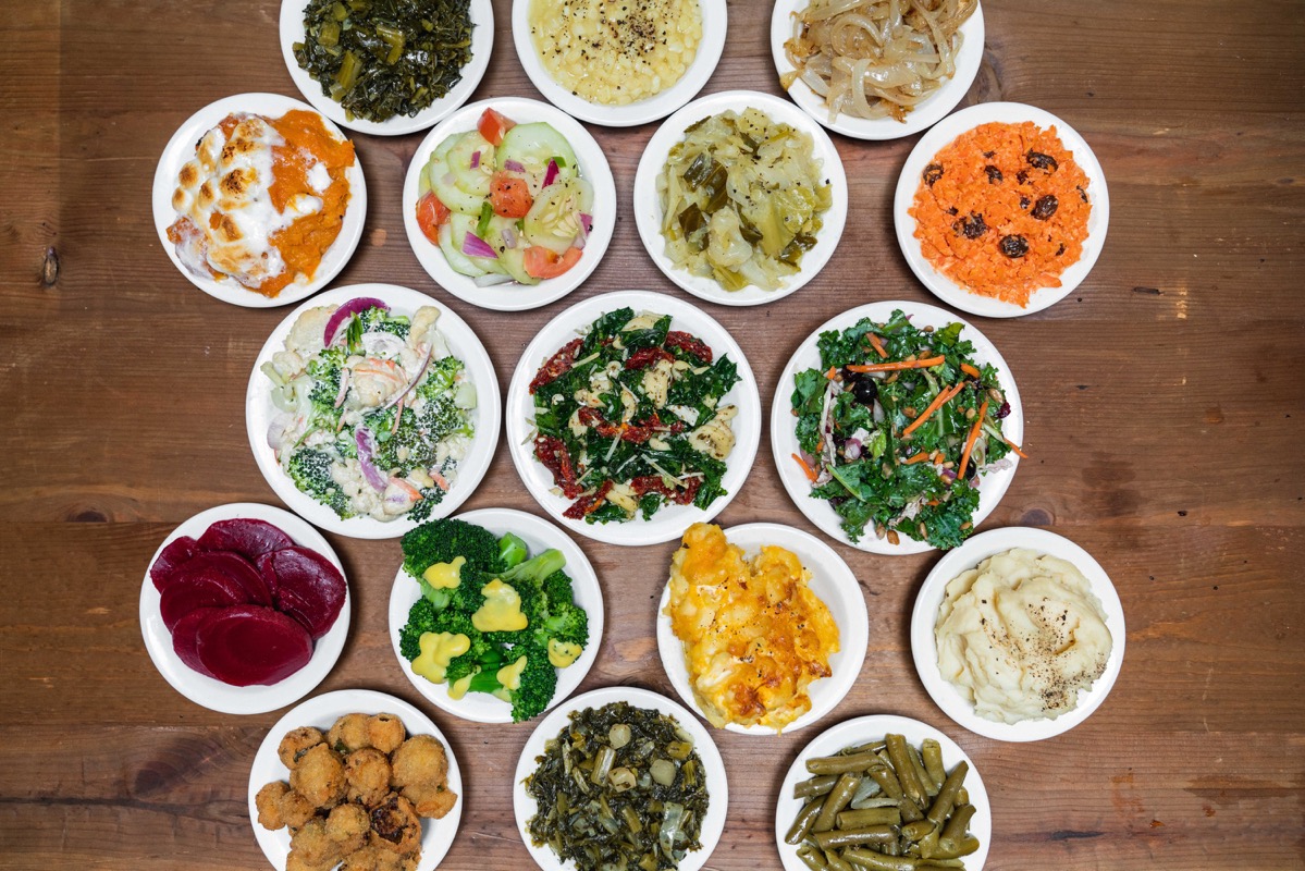 various sides of food from overhead