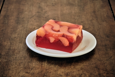 red congeal with peaches